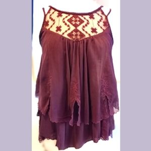 Free People swing lace purple camisole